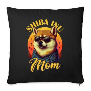 Retro Shiba Inu Maman Drôle de chien Propriétaire d’animal de compagnie - Housse de coussin décorative 45 x 45 cm - noir - Devant