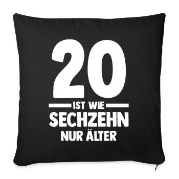 Zwanzig 20 Jahre Zwanzigster Geburtstag - Sofakissenbezug 45 x 45 cm - Schwarz - Vorne
