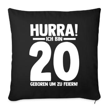 Zwanzig 20 Jahre Zwanzigster Geburtstag - Sofakissenbezug 45 x 45 cm - Schwarz - Vorne