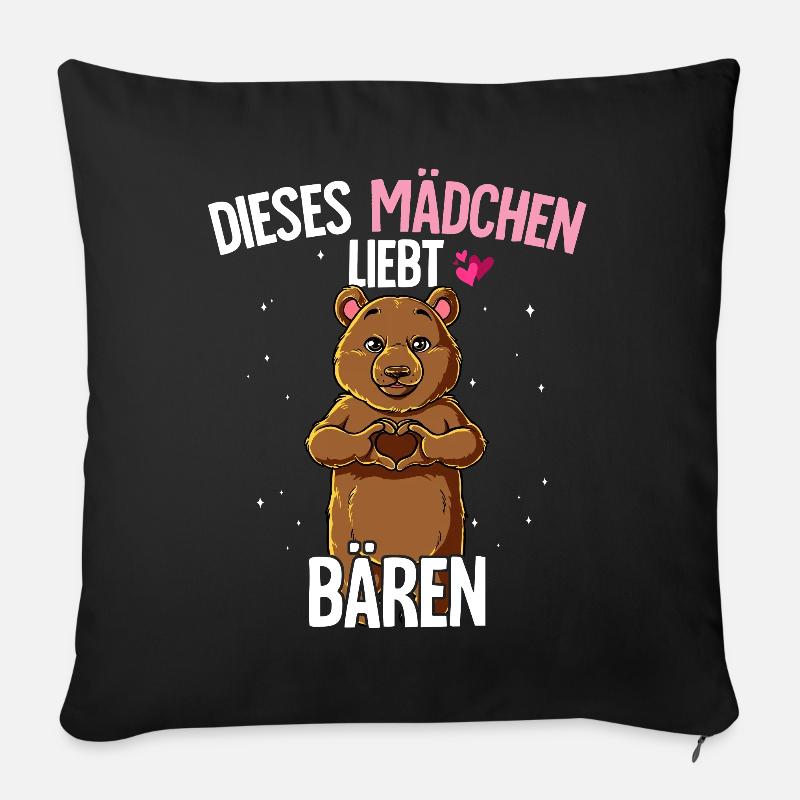 Bär Mädchen - Sofakissenbezug 45 x 45 cm - Schwarz
