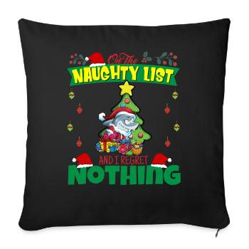 Sur la liste coquine et je ne regrette rien Père Noël - Housse de coussin décorative 45 x 45 cm - noir - Devant