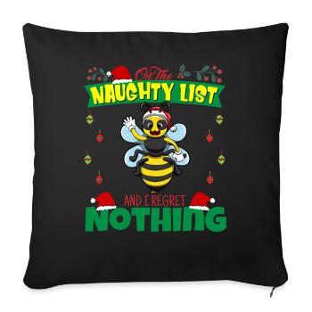 Sur la liste coquine et je ne regrette rien Père Noël - Housse de coussin décorative 45 x 45 cm - noir - Devant