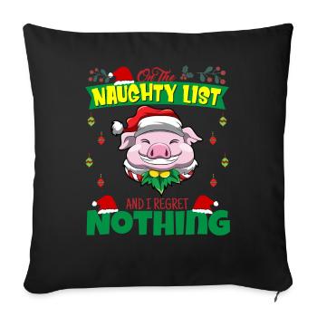 Sur la liste coquine et je ne regrette rien Père Noël - Housse de coussin décorative 45 x 45 cm - noir - Devant