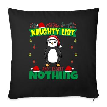 Sur la liste coquine et je ne regrette rien Père Noël - Housse de coussin décorative 45 x 45 cm - noir - Devant