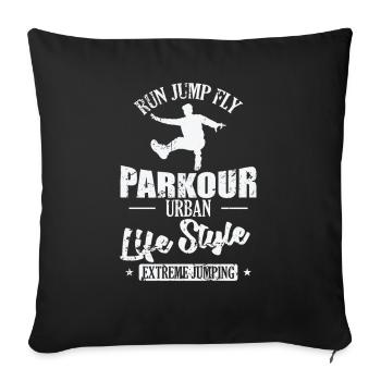 Run Jump Fly Parkour Urban Life Style Sport - Sofa pillowcase 17,3'' x 17,3'' (45 x 45 cm) - black - Front