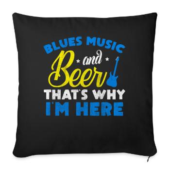 Musique blues et bière - Housse de coussin décorative 45 x 45 cm - noir - Devant