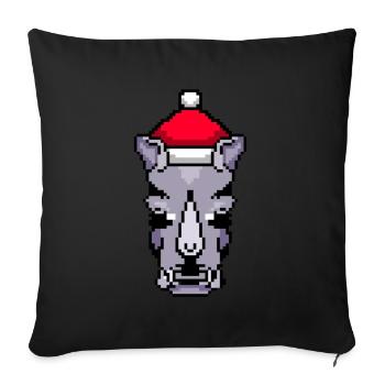 Noël pixélisé Rhino - Drôle de Noël Rhino - Housse de coussin décorative 45 x 45 cm - noir - Devant