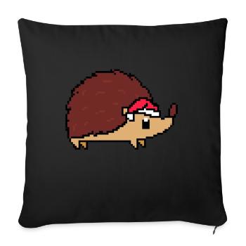 Igel Pixelated Christmas - Lustige Igel - Sofakissenbezug 45 x 45 cm - Schwarz - Vorne