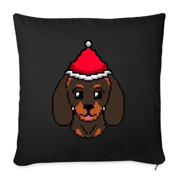 Dachshund pixelated Christmas - Funny dachshund Xmas - Sofa pillowcase 17,3'' x 17,3'' (45 x 45 cm) - black - Front