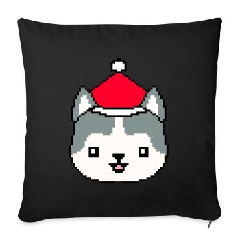 Husky Pixelated Christmas - Funny Husky Xmas - Sofa pillowcase 17,3'' x 17,3'' (45 x 45 cm) - black - Front