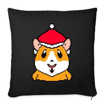 Hamster verpixelte Weihnachten - Lustige Hamster - Sofakissenbezug 45 x 45 cm - Schwarz - Vorne