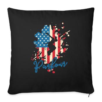 Parkour USA Flag Sport Training Fitness - Housse de coussin décorative 45 x 45 cm - noir - Devant