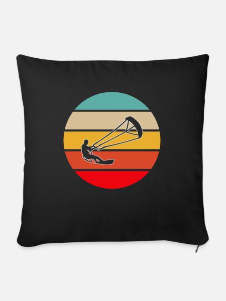 Kite surfen Retro - Sofakissenbezug 45 x 45 cm - Schwarz
