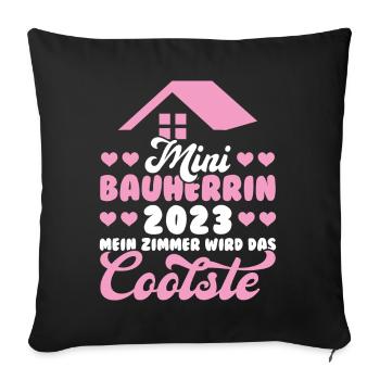 Junior client 2023 Quote topping-out ceremony dream house - Sofa pillowcase 17,3'' x 17,3'' (45 x 45 cm) - black - Front