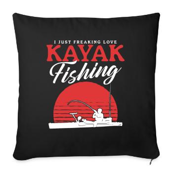 Kayak Pêche Kayak Kayaker Angler Cadeau - Housse de coussin décorative 45 x 45 cm - noir - Devant