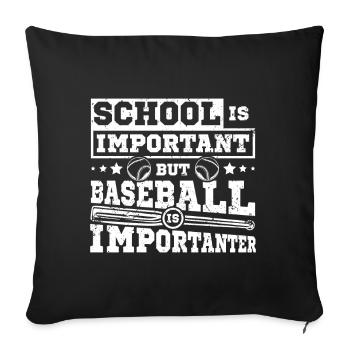 L’école est importante, mais le baseball est plus important - Housse de coussin décorative 45 x 45 cm - noir - Devant
