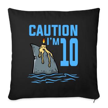 Sea Animals Birthday Kids Shark 10th Birthday - Sofa pillowcase 17,3'' x 17,3'' (45 x 45 cm) - black - Front