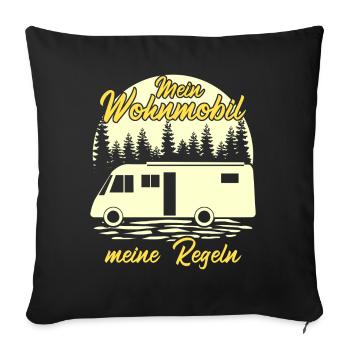 Wohnmobil Camping Reise Wohnmobile - Sofakissenbezug 45 x 45 cm - Schwarz - Vorne