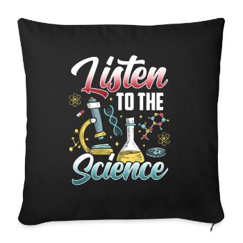 Écoutez les scientifiques scientifiques - Housse de coussin décorative 45 x 45 cm - noir - Devant