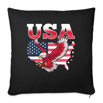 États-Unis Amérique États-Unis Patriotique américain - Housse de coussin décorative 45 x 45 cm - noir - Devant