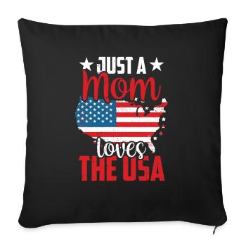 Seulement une mère qui aime les États-Unis États-Unis Amérique - Housse de coussin décorative 45 x 45 cm - noir - Devant