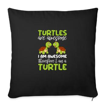 Turtle Turtle Sea Sea Creatures Gift - Sofa pillowcase 17,3'' x 17,3'' (45 x 45 cm) - black - Front
