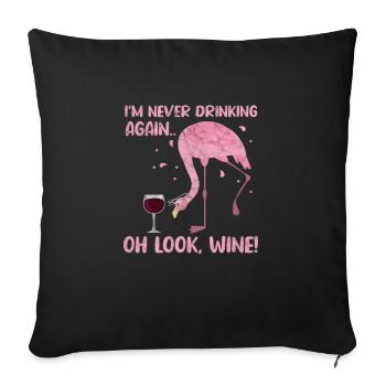 Flamingo Wine - Sofa pillowcase 17,3'' x 17,3'' (45 x 45 cm) - black - Front