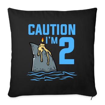 Sea Animals Birthday Kids Shark 2nd Birthday - Sofa pillowcase 17,3'' x 17,3'' (45 x 45 cm) - black - Front