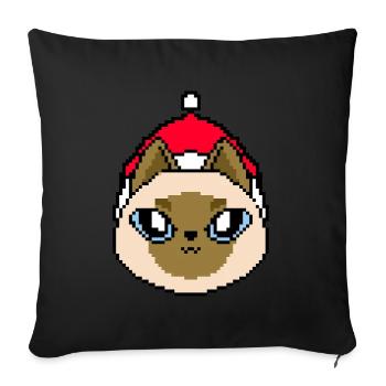 Noël siamois pixélisé - Drôle - Housse de coussin décorative 45 x 45 cm - noir - Devant