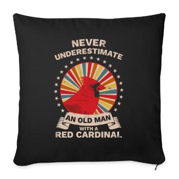 Cardinal Rouge Cardinal Rouge Rétro Vintage Cardinal - Housse de coussin décorative 45 x 45 cm - noir - Devant