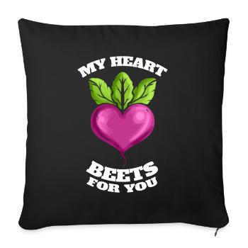 Mon cœur bat pour toi - Betteraves pour végétarien - - Housse de coussin décorative 45 x 45 cm - noir - Devant