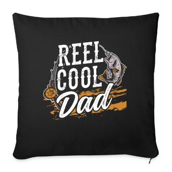 Moulinet Cool Dad Pêche Pêcheur Pêcheur Pêcheur - Housse de coussin décorative 45 x 45 cm - noir - Devant