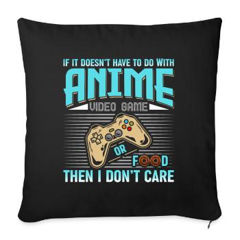 Funny Anime Video Games or Food Video Games - Sofa pillowcase 17,3'' x 17,3'' (45 x 45 cm) - black - Front