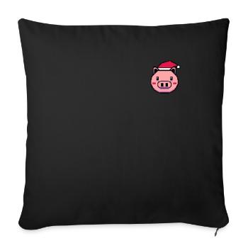 Pig pixelated Christmas - Funny pig - Sofa pillowcase 17,3'' x 17,3'' (45 x 45 cm) - black - Front
