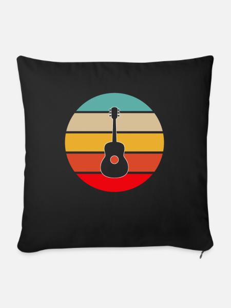 Gitarre Retro - Sofakissenbezug 45 x 45 cm - Schwarz