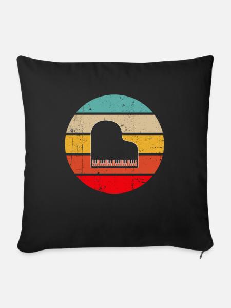 Klavier Retro - Sofakissenbezug 45 x 45 cm - Schwarz