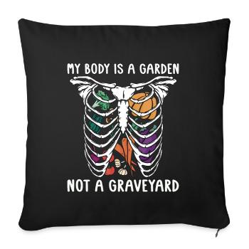 Régime végétalien Mon corps est un jardin végétarien sans viande - Housse de coussin décorative 45 x 45 cm - noir - Devant