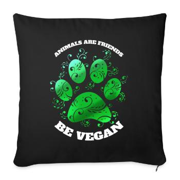Green Paw - Animals Are Friends - Vegetarians Go - Sofa pillowcase 17,3'' x 17,3'' (45 x 45 cm) - black - Front