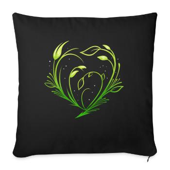 Plantes vertes formant le cœur - Végétarien Go Vegan - Housse de coussin décorative 45 x 45 cm - noir - Devant