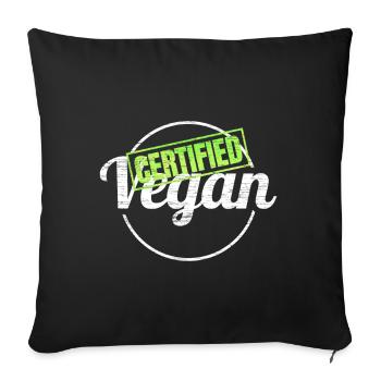 Étiquette pour les végétaliens certifiés - Housse de coussin décorative 45 x 45 cm - noir - Devant