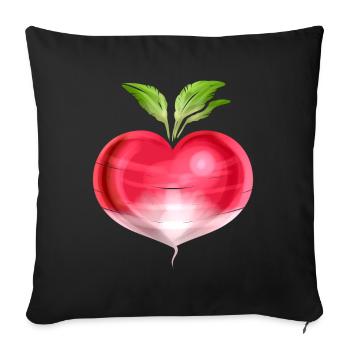 Radish In Heart Shape - Vegetarian - Go Vegan - Sofa pillowcase 17,3'' x 17,3'' (45 x 45 cm) - black - Front