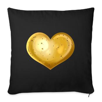Potato In Heart Shape - Vegetarian - Go Vegan - Sofa pillowcase 17,3'' x 17,3'' (45 x 45 cm) - black - Front