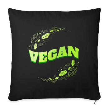 Green Leaves Logo - Go Vegan - Sofa pillowcase 17,3'' x 17,3'' (45 x 45 cm) - black - Front