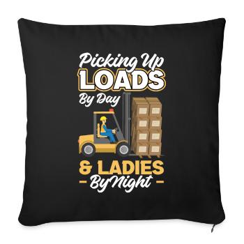 Ramasser des charges le jour et les dames la nuit - Housse de coussin décorative 45 x 45 cm - noir - Devant