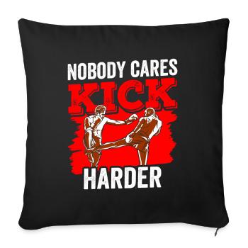 Personne ne s’en soucie de l’équipe de kickboxing Kick - Housse de coussin décorative 45 x 45 cm - noir - Devant