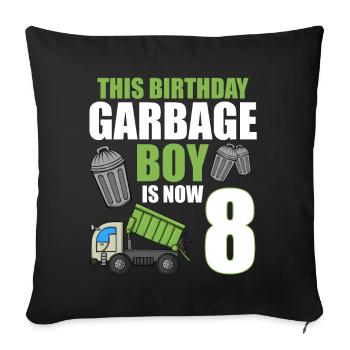 Camion à ordures Anniversaire Enfants Garçon 8e anniversaire Party - Housse de coussin décorative 45 x 45 cm - noir - Devant