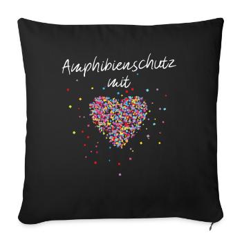 Amphibienschutz mit Herz Reptilienschutz Ehrenamt - Sofakissenbezug 45 x 45 cm - Schwarz - Vorne