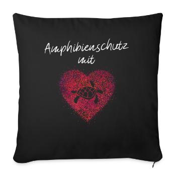 Amphibienschutz mit Herz Reptilienschutz Ehrenamt - Sofakissenbezug 45 x 45 cm - Schwarz - Vorne