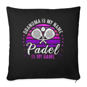 Padel Grandma Retro Sunset Padel Player - Sofa pillowcase 17,3'' x 17,3'' (45 x 45 cm) - black - Front