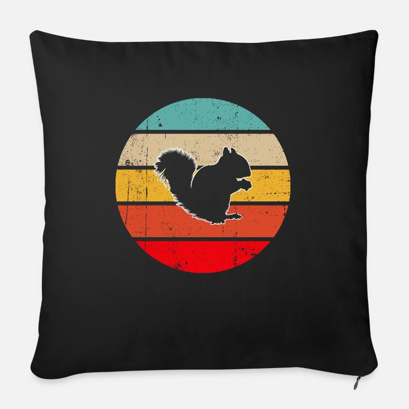 Eichhörnchen Retro - Sofakissenbezug 45 x 45 cm - Schwarz